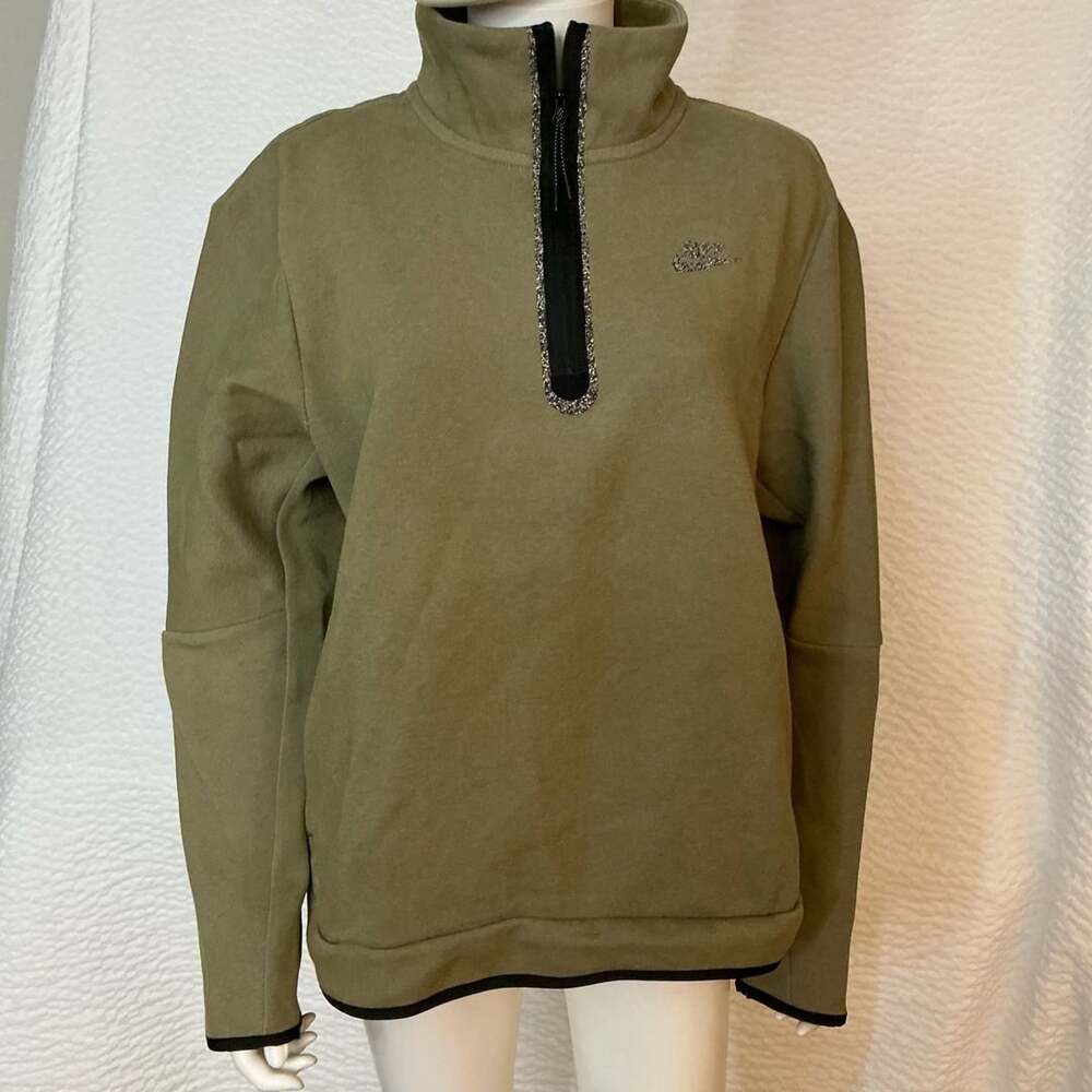 Nike Tech Fleece SIze Large Half-Zip Sweatshirt Olive Green